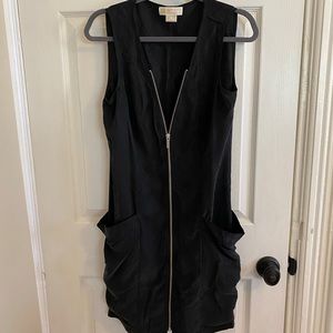 Michael Kors 100% Silk Black Zipper Dress - size 8